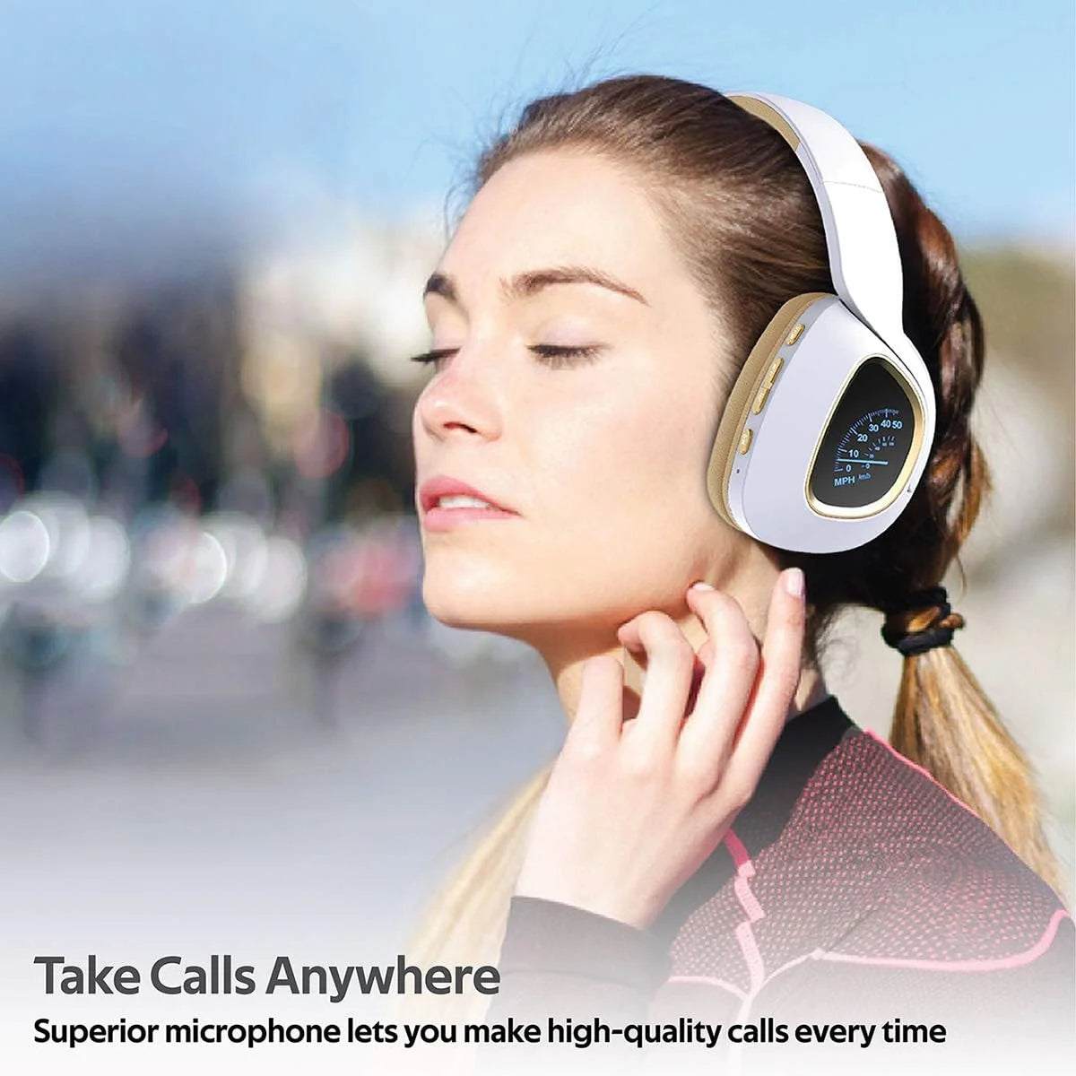Wireless Headphones with LED Speedometer Display
